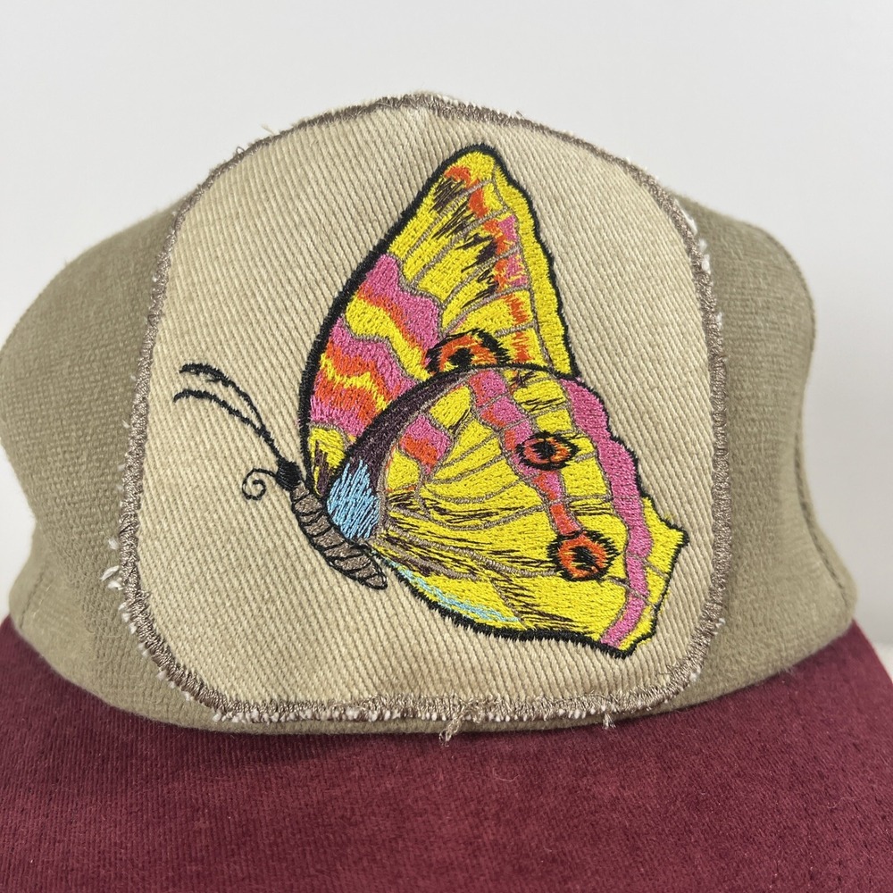 Vintage Cotton Brand Butterfly Embroidered Logo Cap Hat Adj. Mens Made USA - Picture 6 of 11